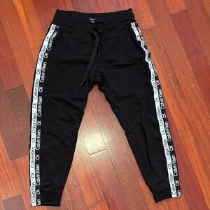 Calvin Klein Black Joggers with White Logo Side Tape
